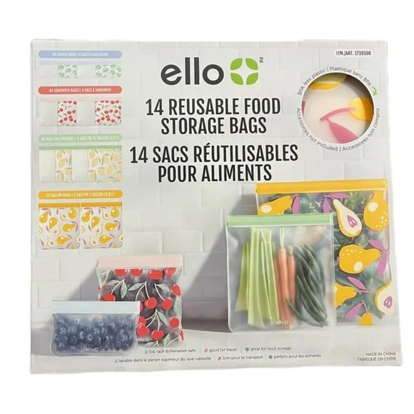 Ello reusable food storage bags 14 bags, reusable bags - Picture 1 of 6
